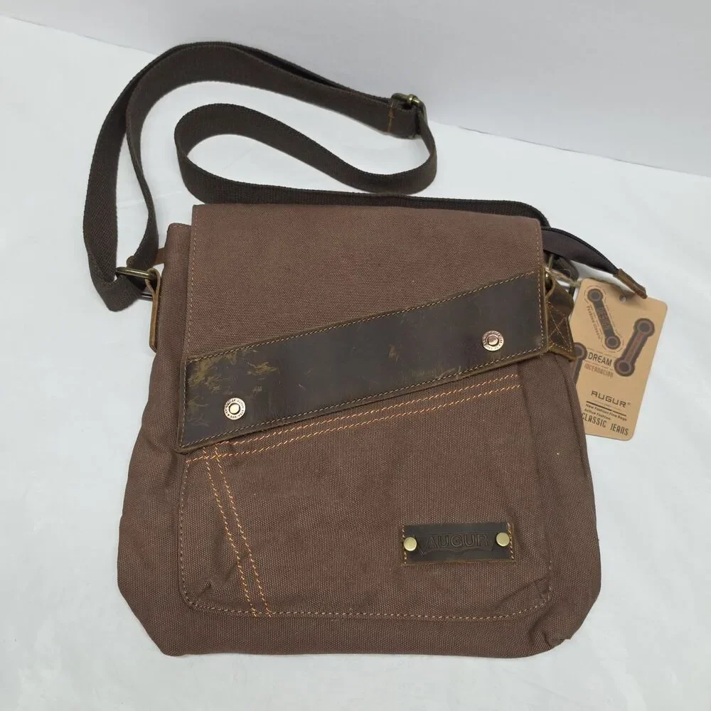 AUGUR Messenger Bag Vintage Look Canvas Shoulder Bag Crossbody Purse 9088 NWT